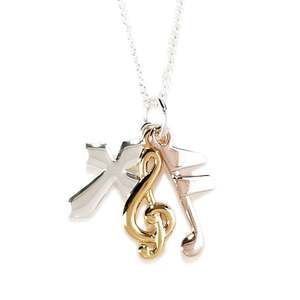 Tri Color Cross, Musical Note, G Clef Necklace